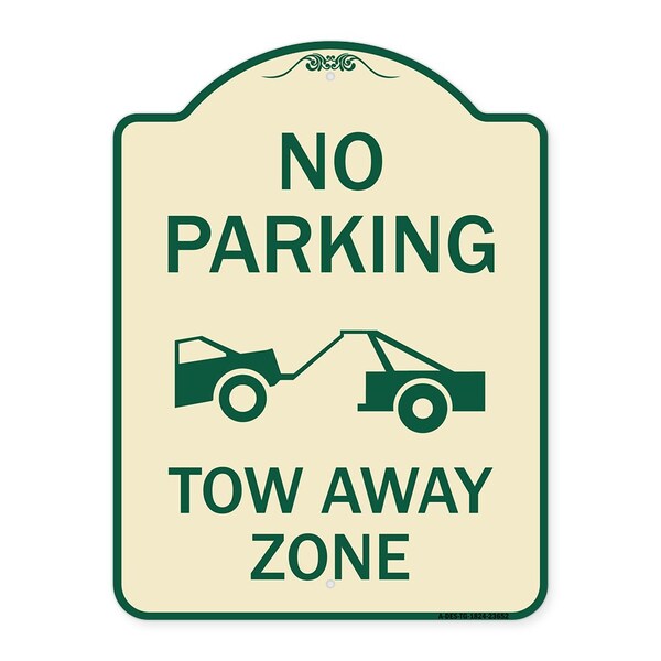 No Parking Tow Away Zone Tow Truck Heavy-Gauge Aluminum Architectural Sign, 24" x 18", TG-1824-23652